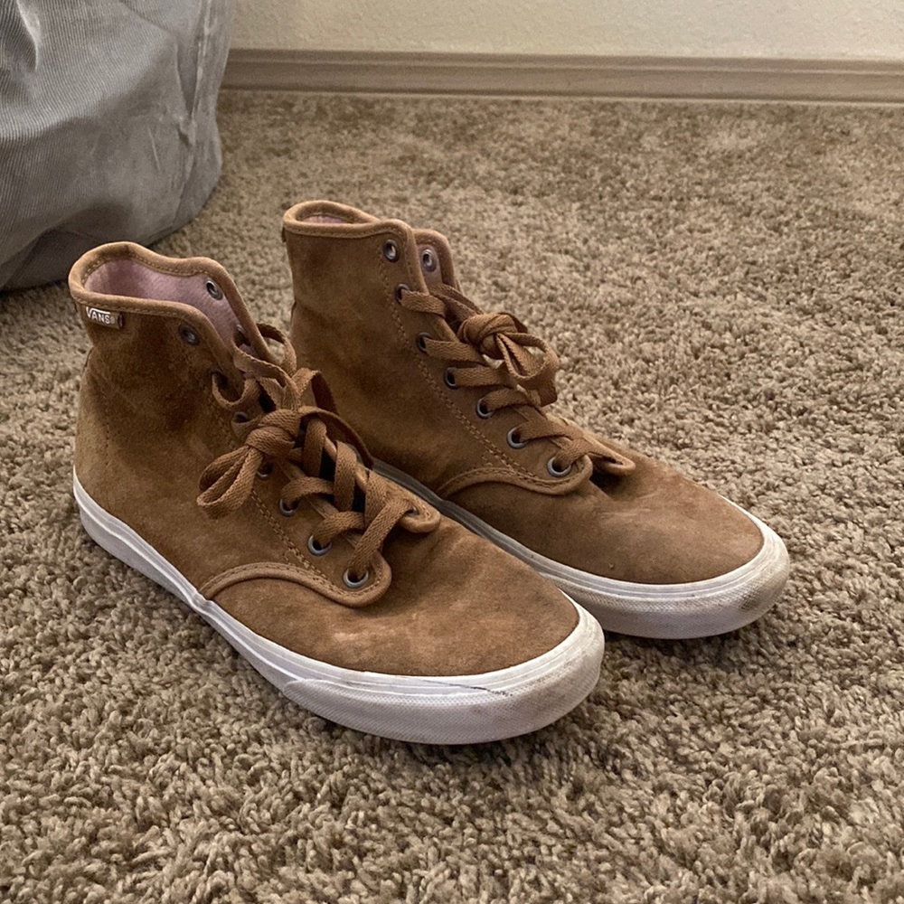 Brown suede high top vans